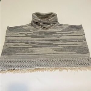 Prana Gray Patterned Cowl Neck Sweater Poncho